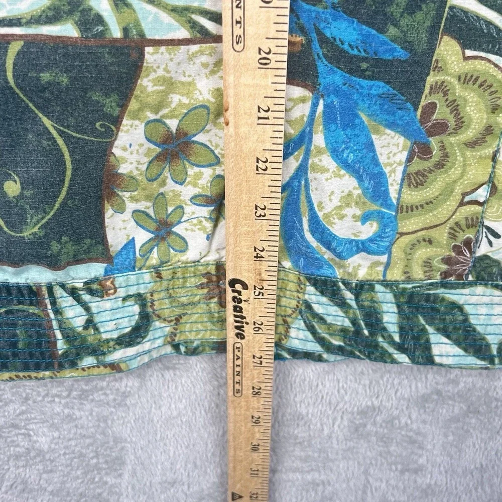 CJ Banks Full Zip Jacket Women's 2X‎ Blue Green Colorful Floral Festival VTG